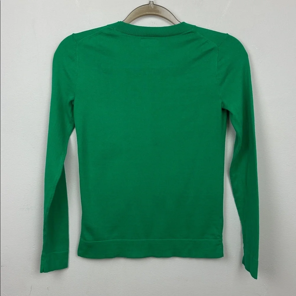 J. Crew Teddie 100% Cotton Crewneck Sweater Kelly Green Sz XXS